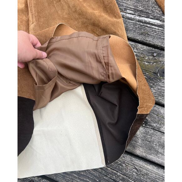 Vintage Margaret Godfrey Patchwork Leather Dress Long Sleeve Lined Sz 12 - Picture 8 of 9